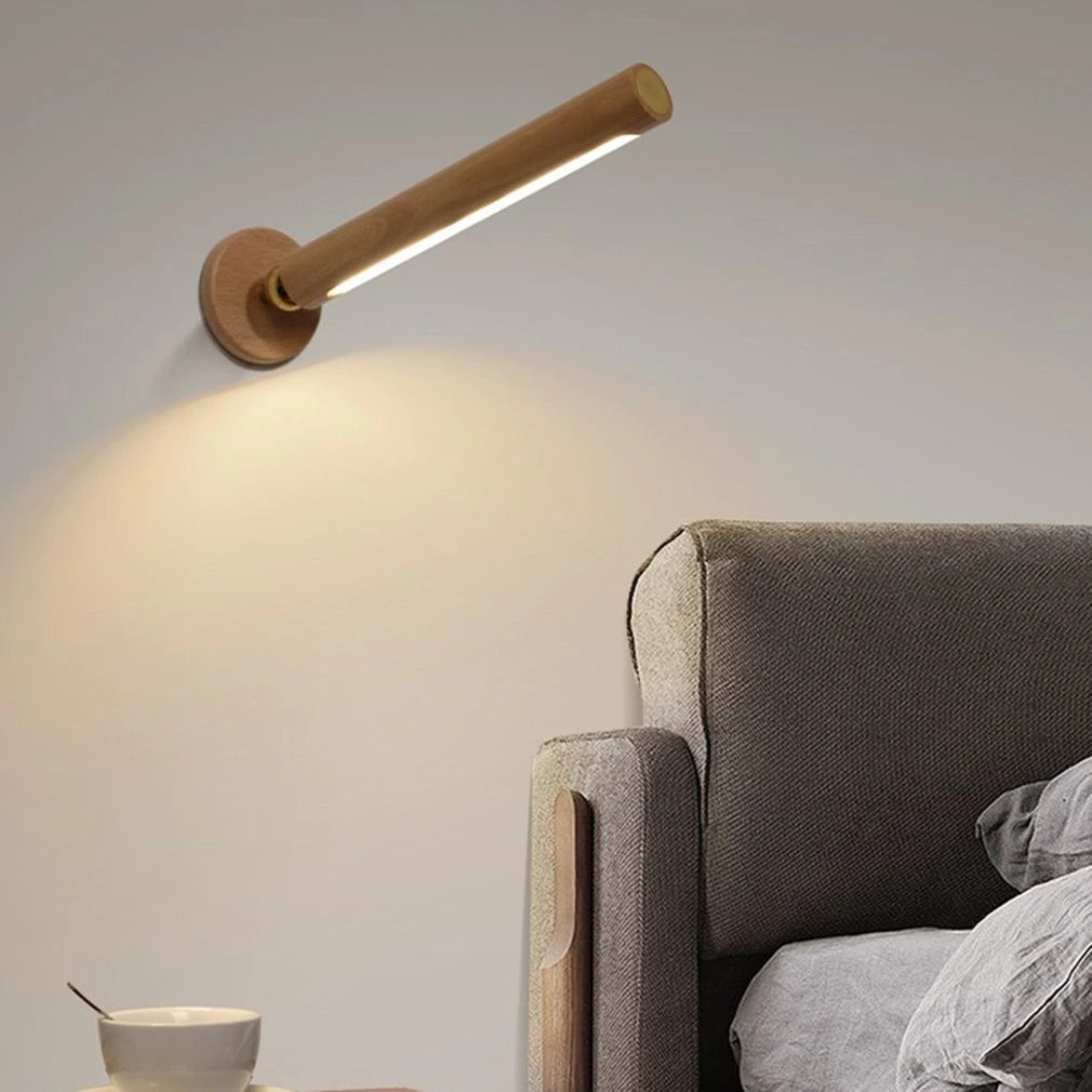 LED 360° rotatable wooden wall light