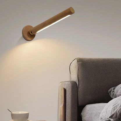 LED 360° rotatable wooden wall light