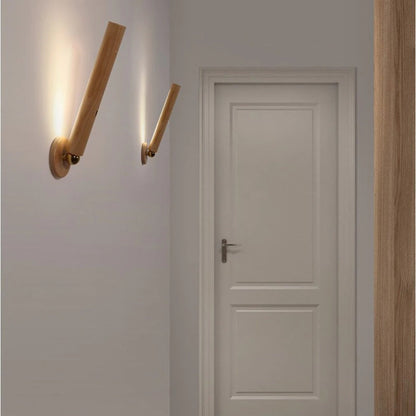 LED 360° rotatable wooden wall light
