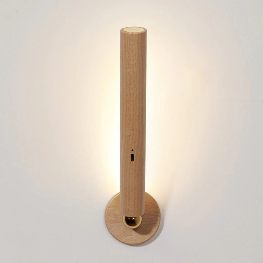 LED 360° rotatable wooden wall light