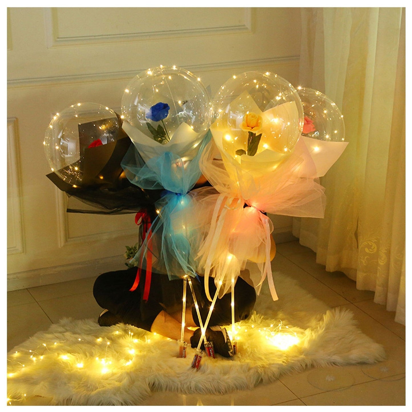 LED Luminous Balloon Rose Bouquet (DIY kit)