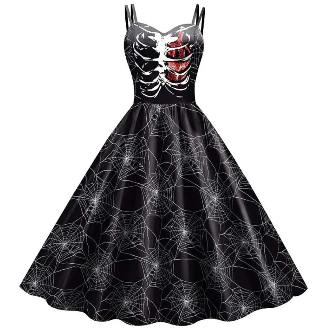 Ladies A-Line Dress Gothic Vintage Style with Unique Design and Comfortable Fit