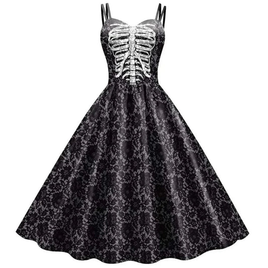 Ladies A-Line Dress Gothic Vintage Style with Unique Design and Comfortable Fit