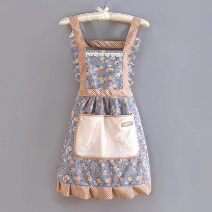 Ladies Apron with Floral Pattern for Kitchen