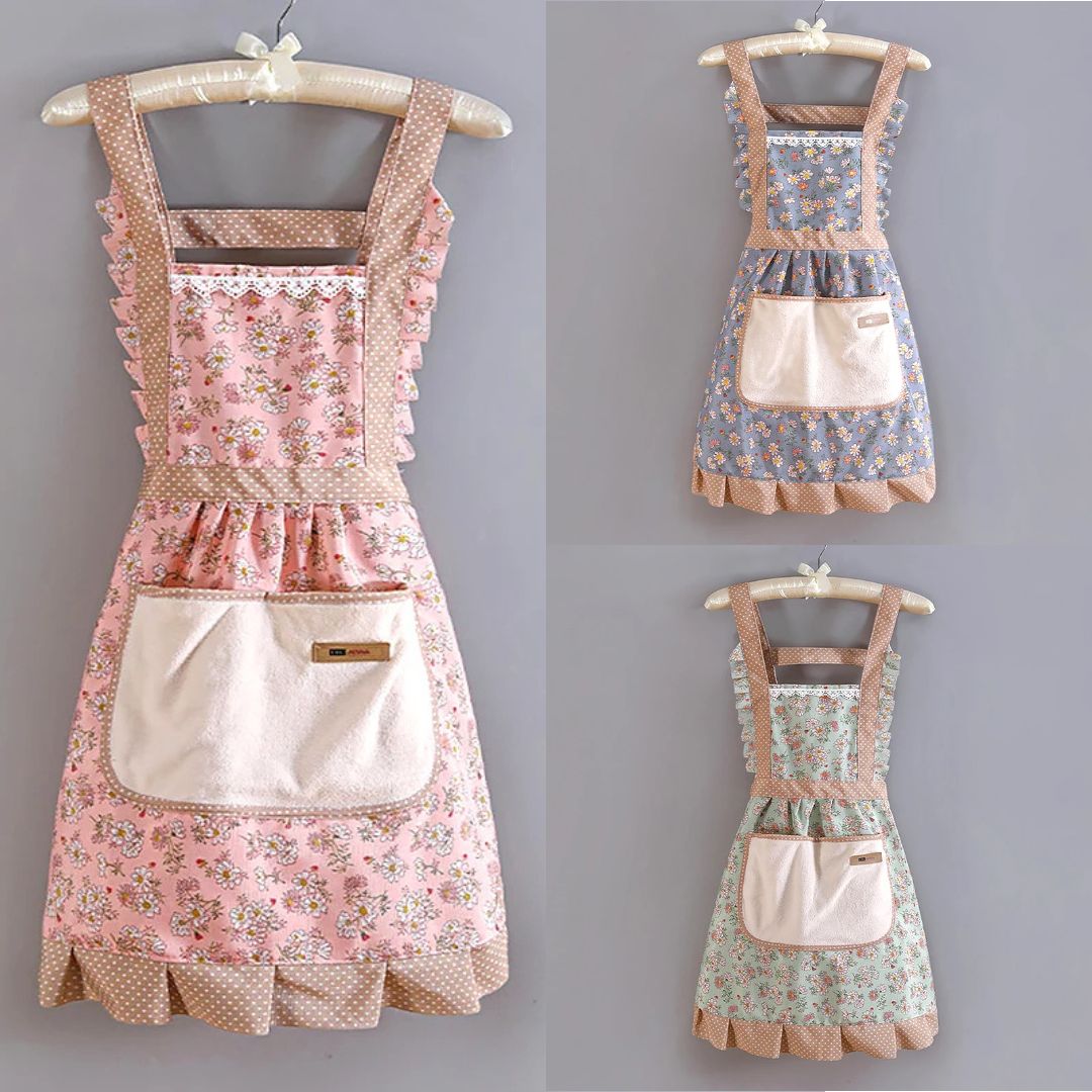 Ladies Apron with Floral Pattern for Kitchen