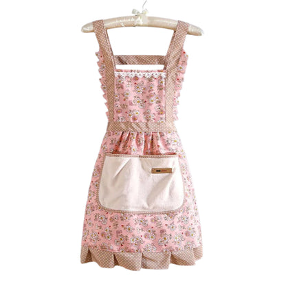 Ladies Apron with Floral Pattern for Kitchen