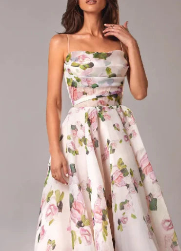 Ladies Asymmetric Dress With Printed Tie High Quality Fabric