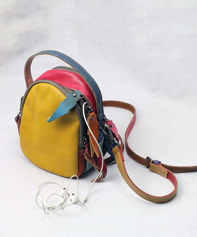 Ladies Bag Colour Block Patchwork Calfskin Messenger Shoulder Bag