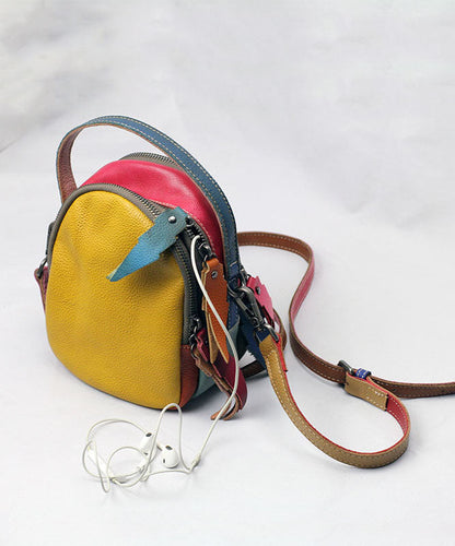 Ladies Bag Colour Block Patchwork Calfskin Messenger Shoulder Bag