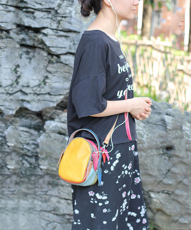 Ladies Bag Colour Block Patchwork Calfskin Messenger Shoulder Bag