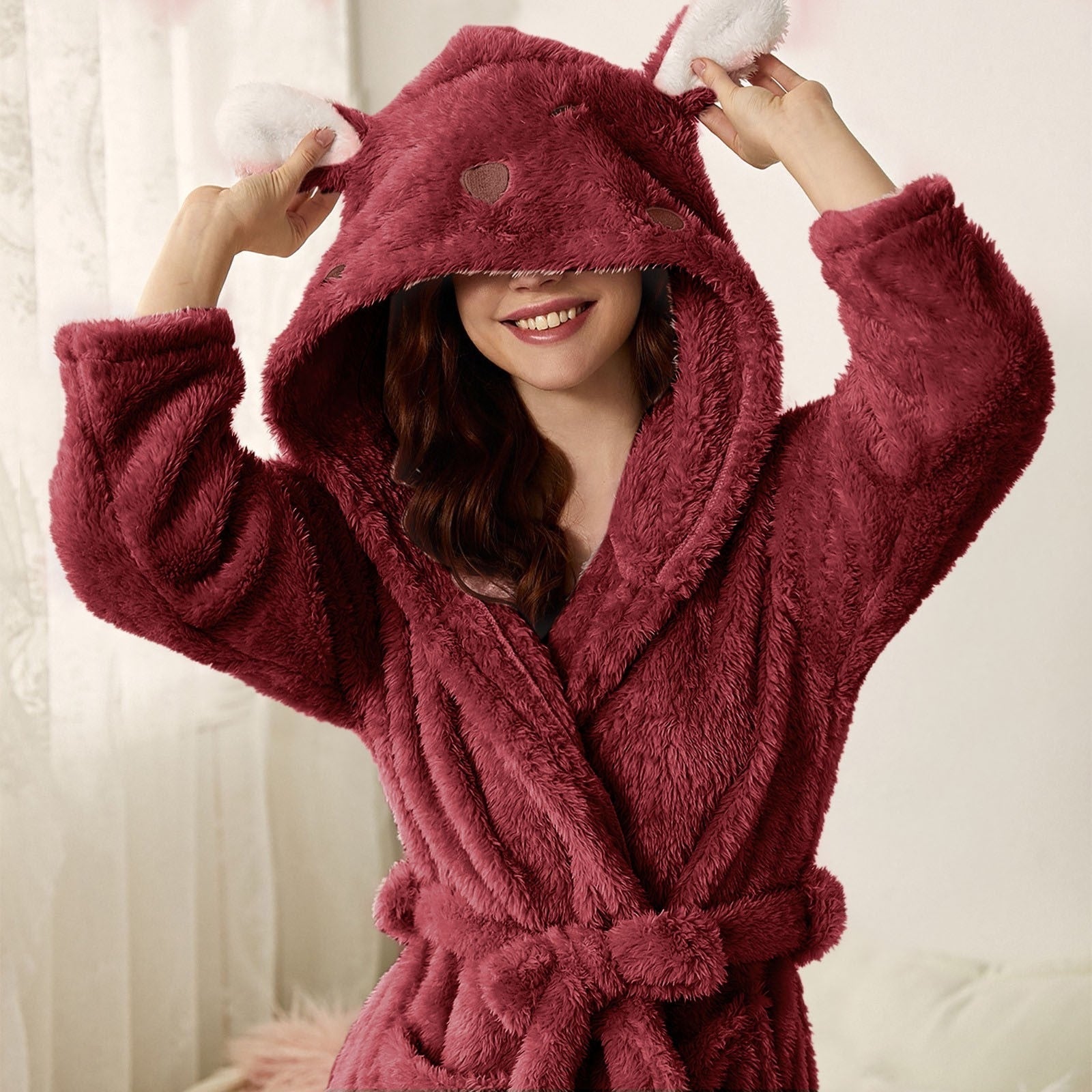 Ladies Bathrobe Soft Microfibre Cute