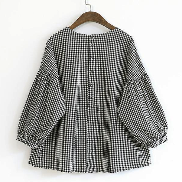 Ladies' Blouse Asymmetric with French Check