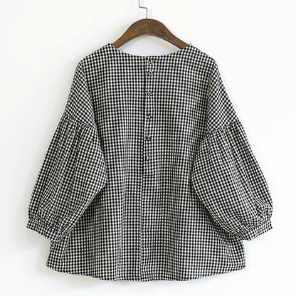 Ladies' Blouse Asymmetric with French Check