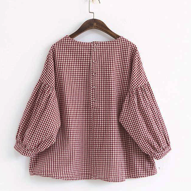 Ladies' Blouse Asymmetric with French Check