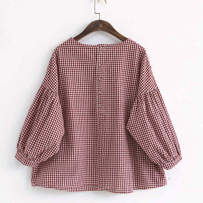 Ladies' Blouse Asymmetric with French Check
