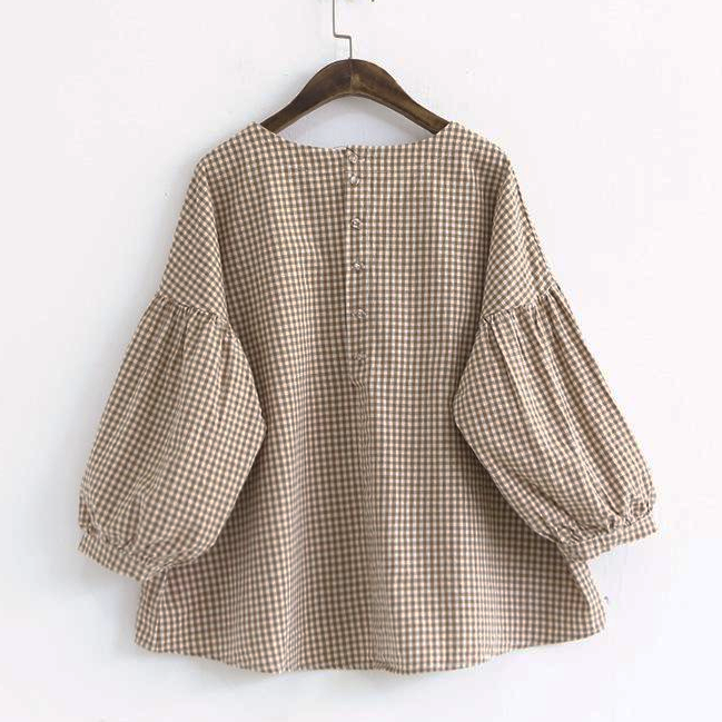 Ladies' Blouse Asymmetric with French Check