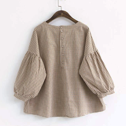 Ladies' Blouse Asymmetric with French Check