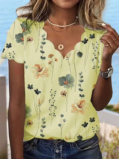Ladies Blouse Floral Print Spring Loose Fit Soft Cotton