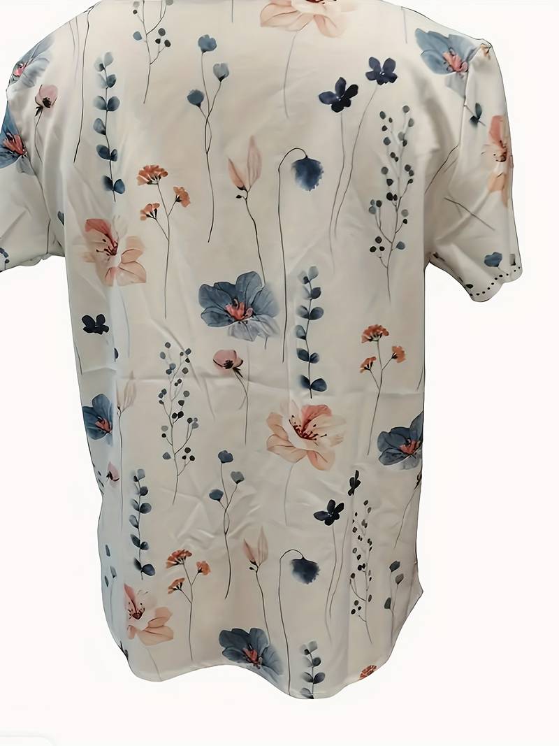 Ladies Blouse Floral Print Spring Loose Fit Soft Cotton