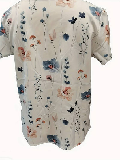 Ladies Blouse Floral Print Spring Loose Fit Soft Cotton