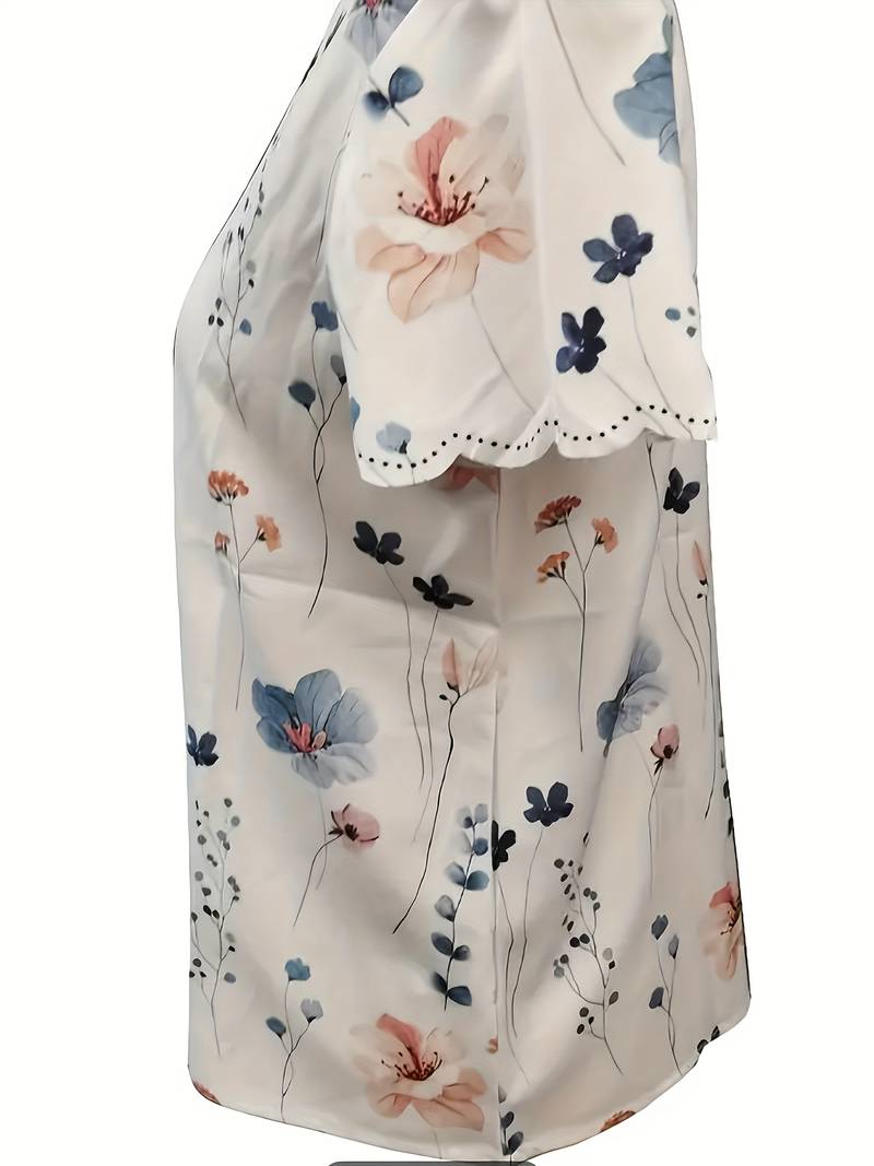 Ladies Blouse Floral Print Spring Loose Fit Soft Cotton