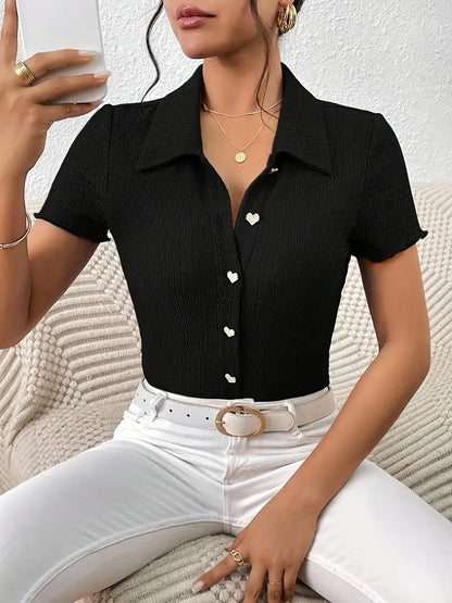 Ladies Blouse Short Sleeves Casual Light Fabric