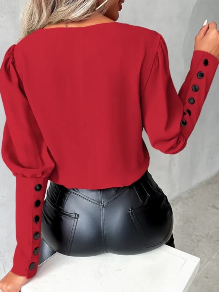 Ladies Blouse V-Neck Casual High Quality Fabric