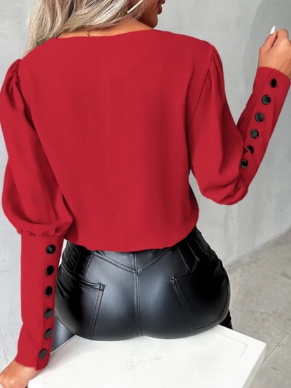 Ladies Blouse V-Neck Casual High Quality Fabric