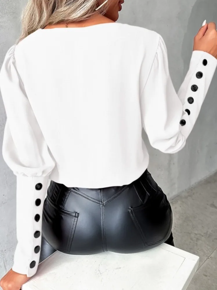 Ladies Blouse V-Neck Casual High Quality Fabric