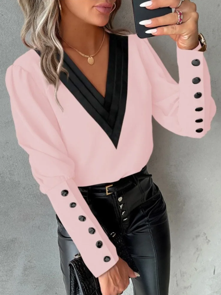 Ladies Blouse V-Neck Casual High Quality Fabric