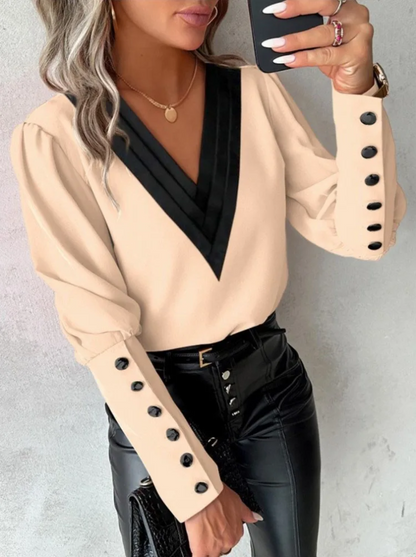 Ladies Blouse V-Neck Casual High Quality Fabric