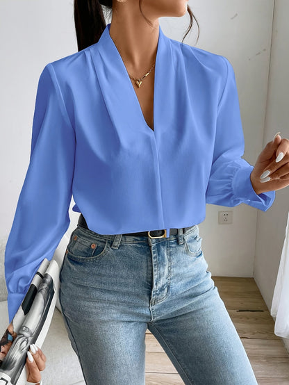 Ladies' Blouse V-Neck Elegant Polyester