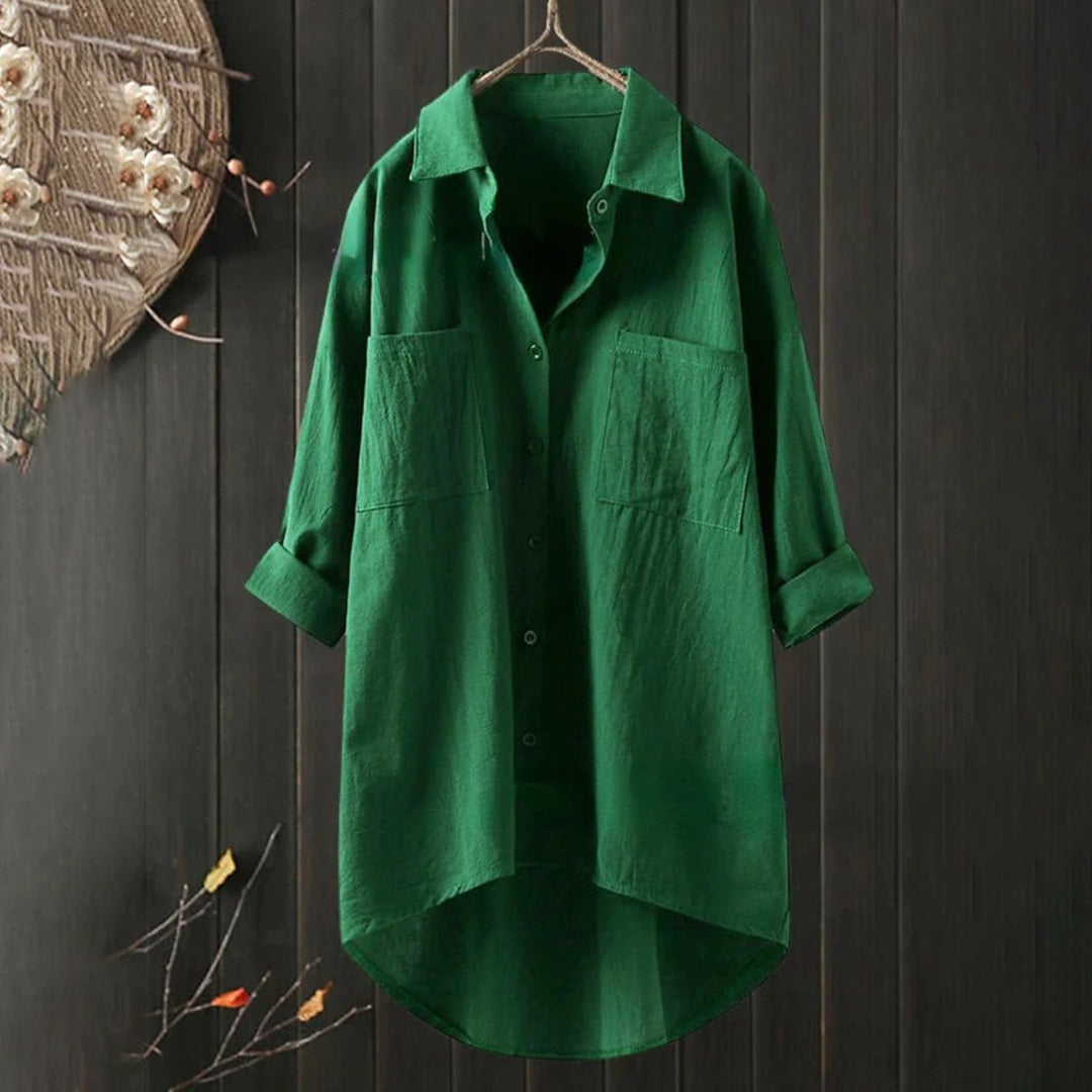 Ladies' Blouse With Button Flounce