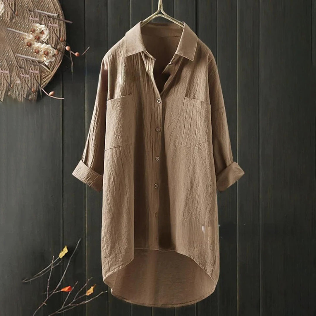 Ladies' Blouse With Button Flounce