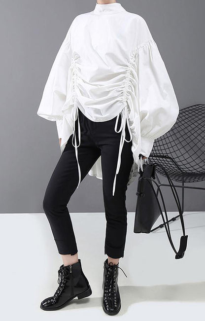 Ladies Blouse With Lantern Sleeves Casual Style