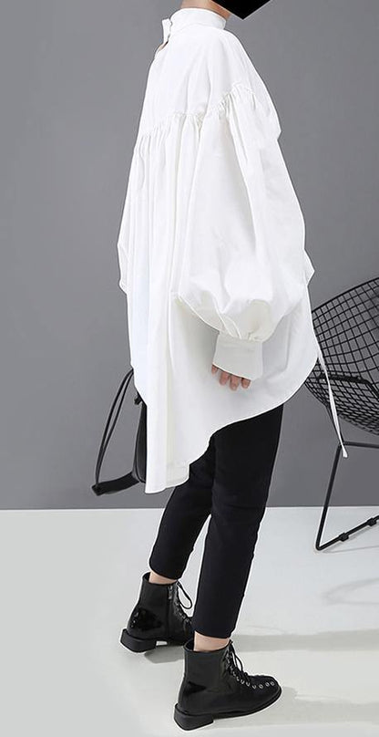 Ladies Blouse With Lantern Sleeves Casual Style