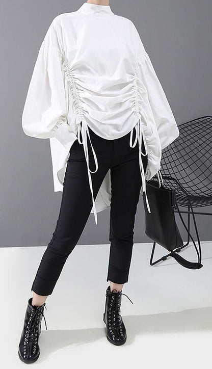 Ladies Blouse With Lantern Sleeves Casual Style