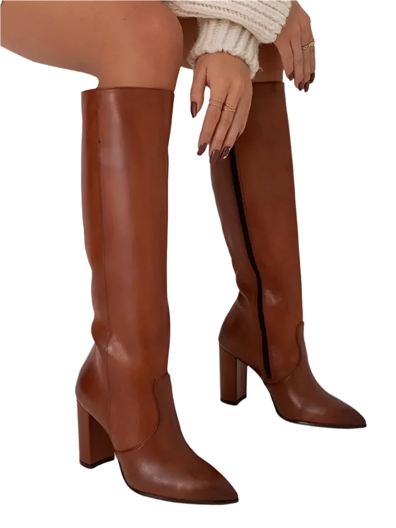 Ladies Boots Elegant Style Faux Leather