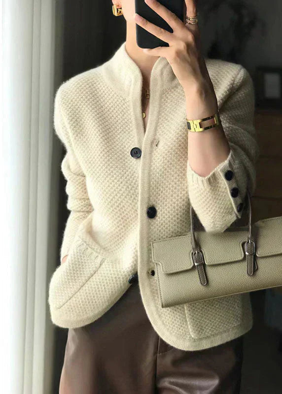 Ladies' Cardigan With High Collar and Chic Buttons