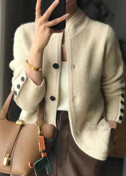 Ladies' Cardigan With High Collar and Chic Buttons