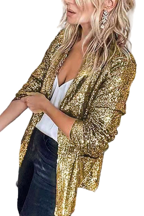 Ladies Cardigan With Open Front and Sequins