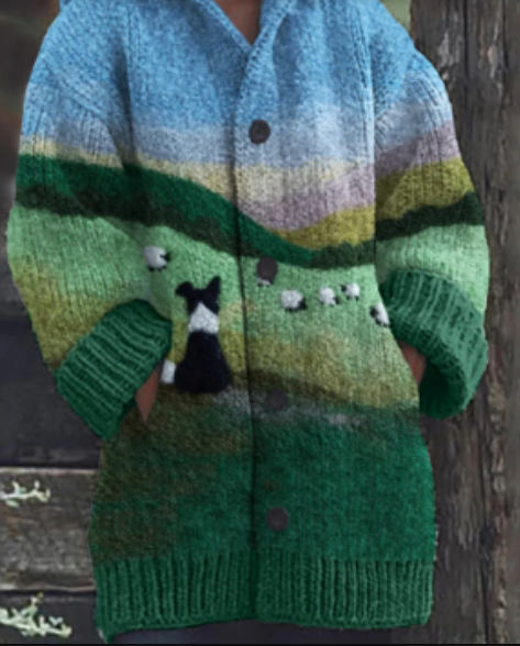 Ladies Cardigan With Unique Chicken and Chick Images Soft Material
