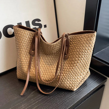 Ladies Casual Braided Shoulder Bag Faux Leather