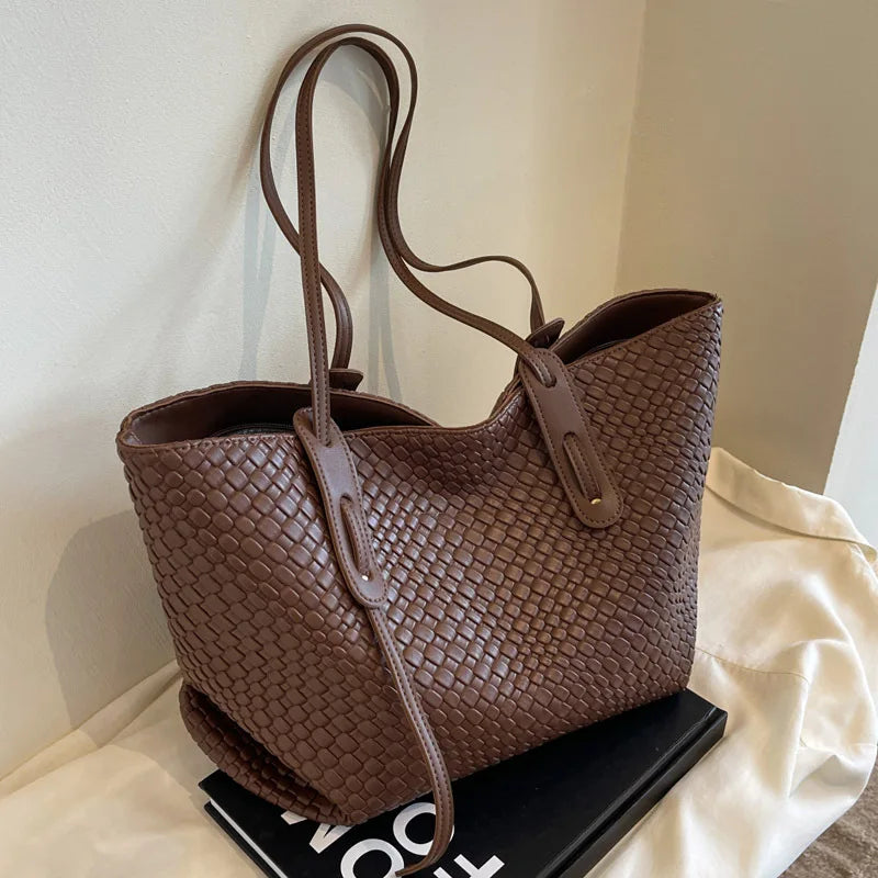 Ladies Casual Braided Shoulder Bag Faux Leather
