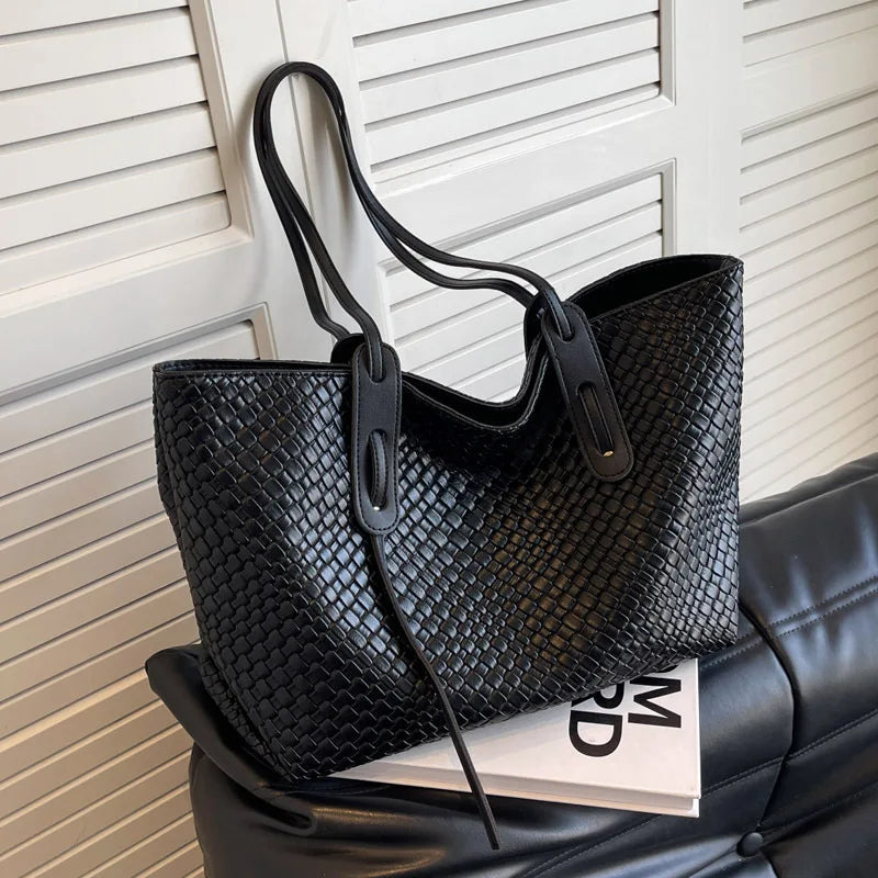 Ladies Casual Braided Shoulder Bag Faux Leather