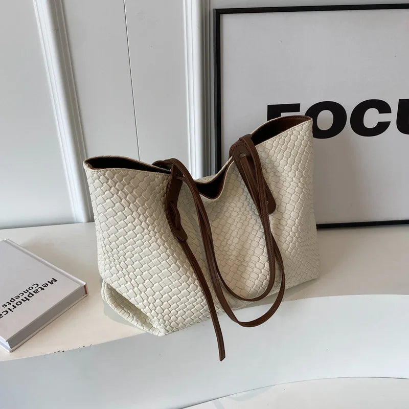 Ladies Casual Braided Shoulder Bag Faux Leather