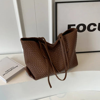 Ladies Casual Braided Shoulder Bag Faux Leather