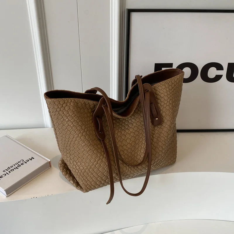 Ladies Casual Braided Shoulder Bag Faux Leather