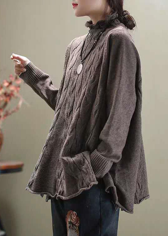 Ladies Casual Sweater with Col and Open Sides