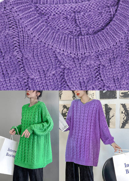 Ladies Casual jumper with O-neck and cable knit